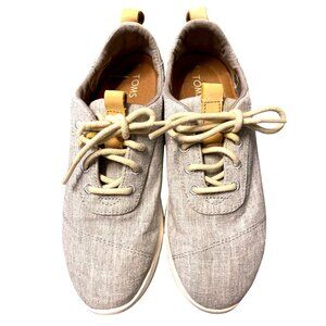 Toms Womens Grey Lace-Up Casual Shoes Size 5.5 Textured Fabric Comfortable Every